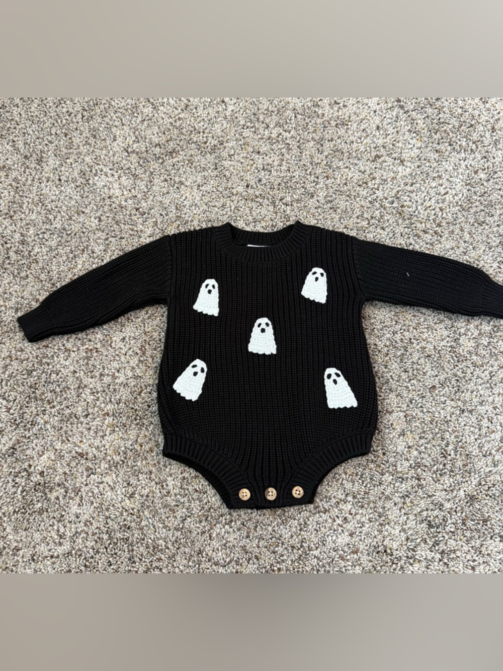 NWT Mud Pie Halloween Ghost Chain Stitch Baby Bubble Sweater 3-6 Months